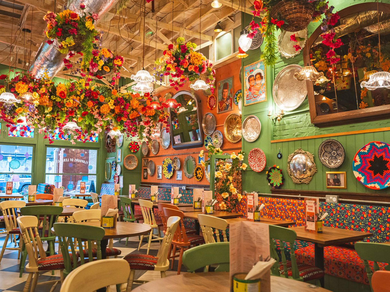 colourful decoration of traditional lebanese restaurant 