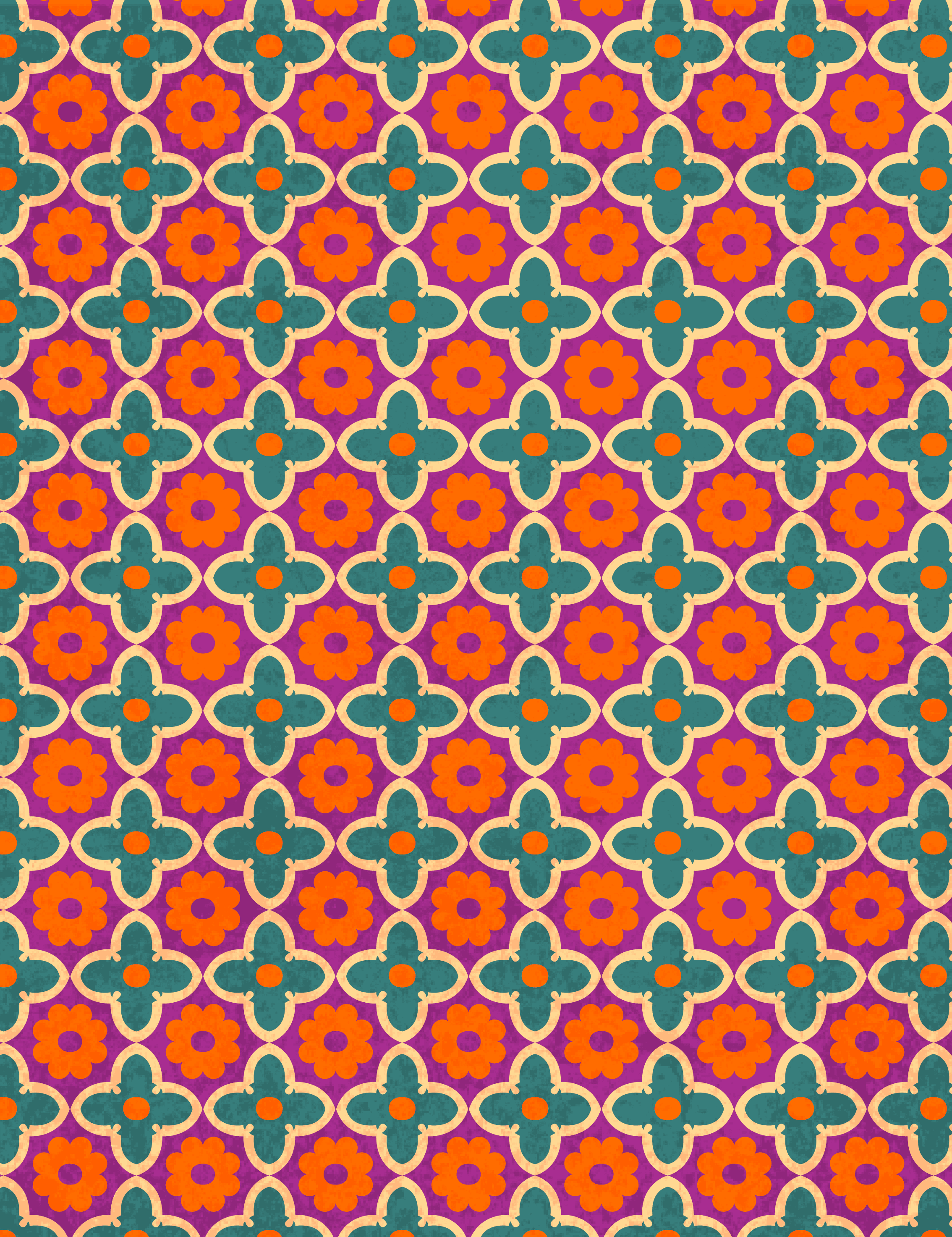purple and orange flower pattern